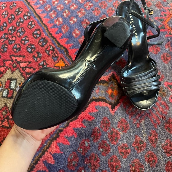 Vintage Marc Jacobs Black Open Toe Heels Size 6 - Picture 2 of 5